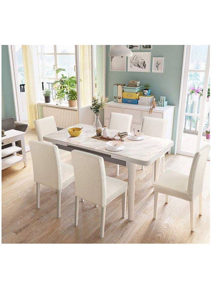 Stretch Dining Chair Polyester Spandex Fabric Slipcovers Washable Removable Chair Slipcover Dining Chair Protector Cover, for Kitchen, Dining Room (Beige/Jacquard,Pack of 6) - Image 2